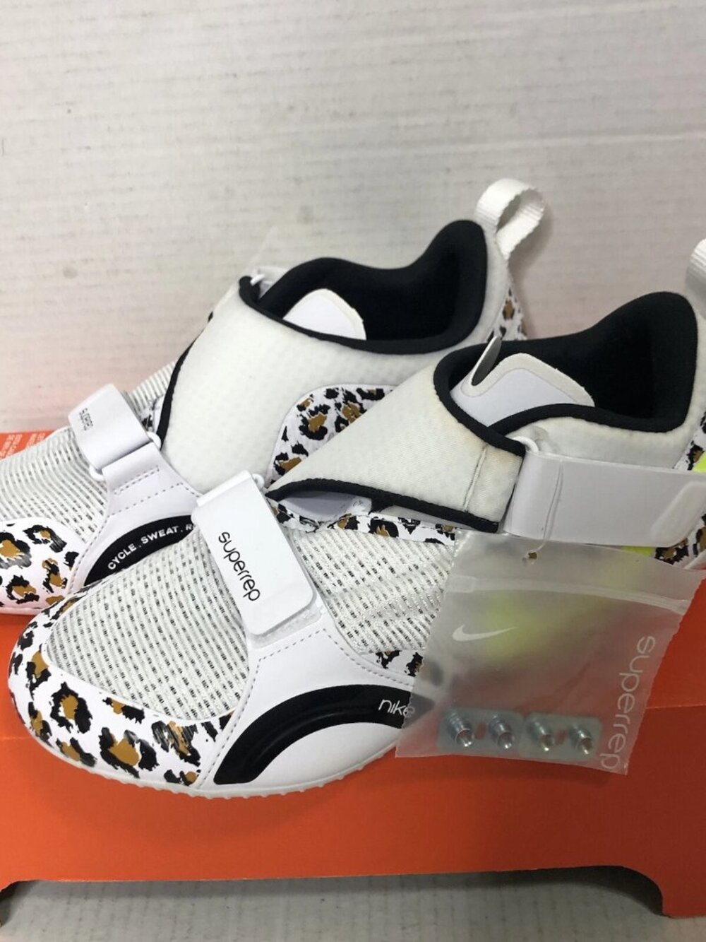 Nike SuperRep Cycle White Leopard Indoor Cycling Shoes CJ0775-177 Sz 7,7.5,8,9.5